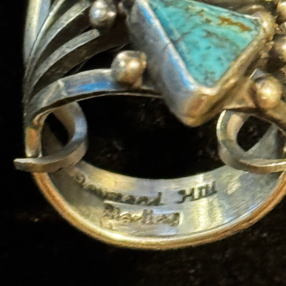 Raymond Hill Vintage Native American Turquoise Heavy Sterling Silver Ring Sz 6.5 - Picture 8 of 9
